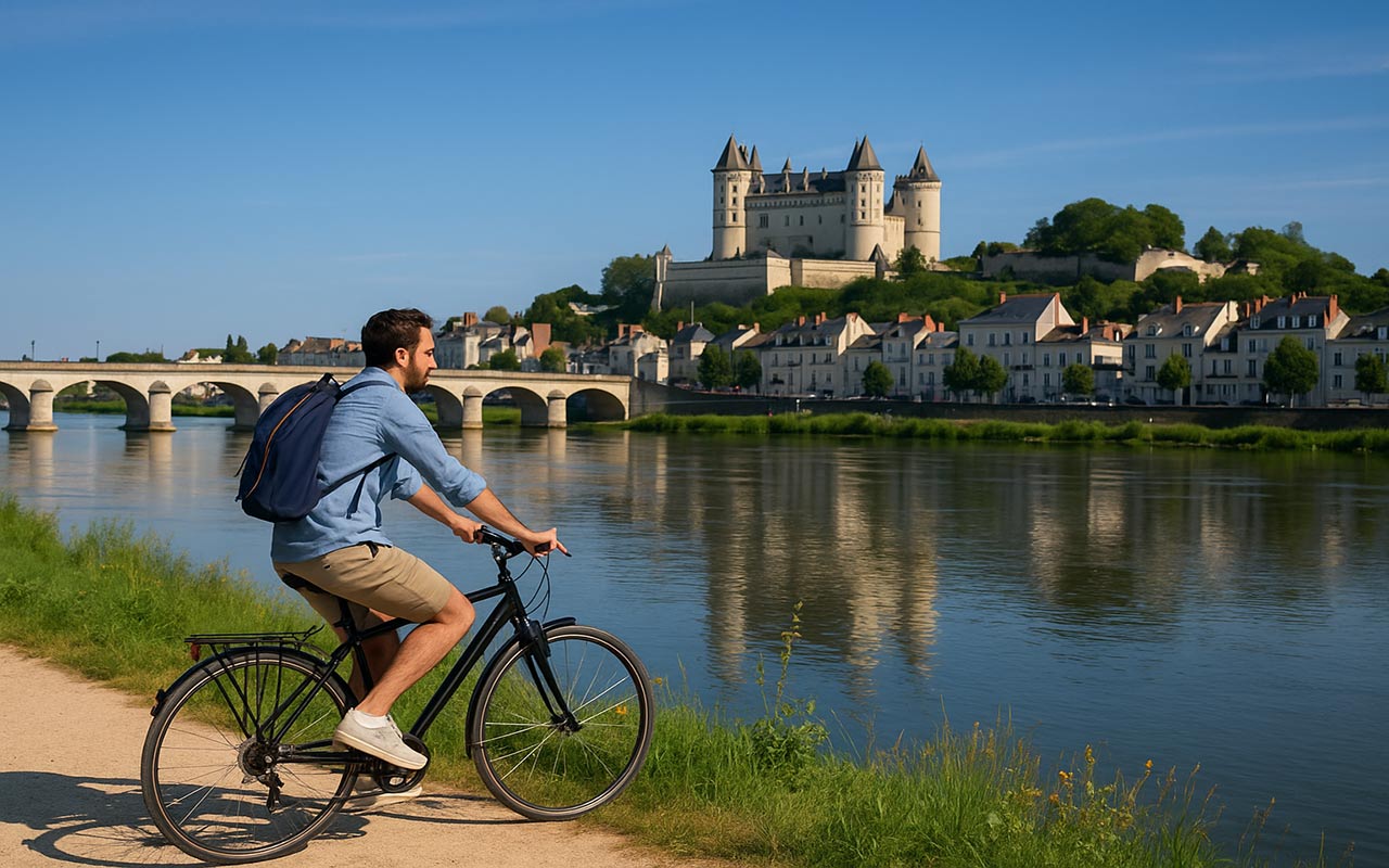 ’itinéraire de la Loire à Vélo traverse Saumur